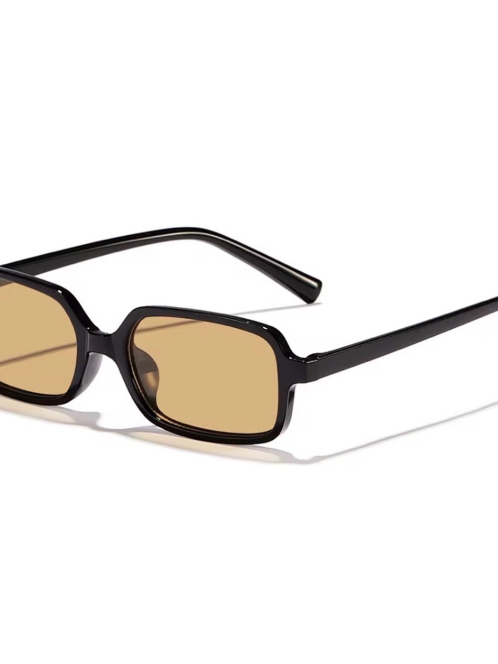 Black Frame Sunglasses with Amber Lenses - Women's Fashion Shades